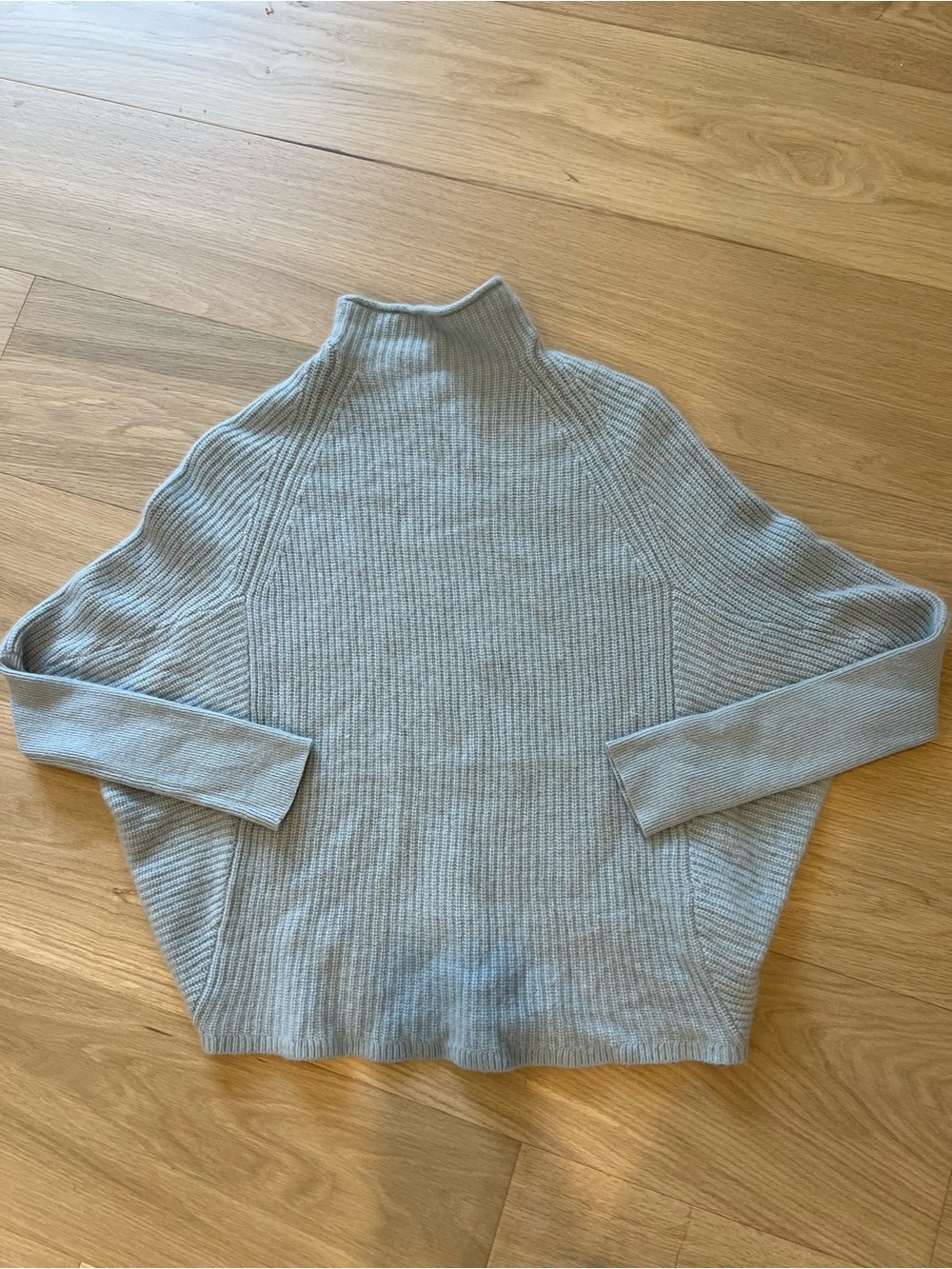 Club Monaco Pale Blue Ribbed Mock Neck Cashmere Sweater